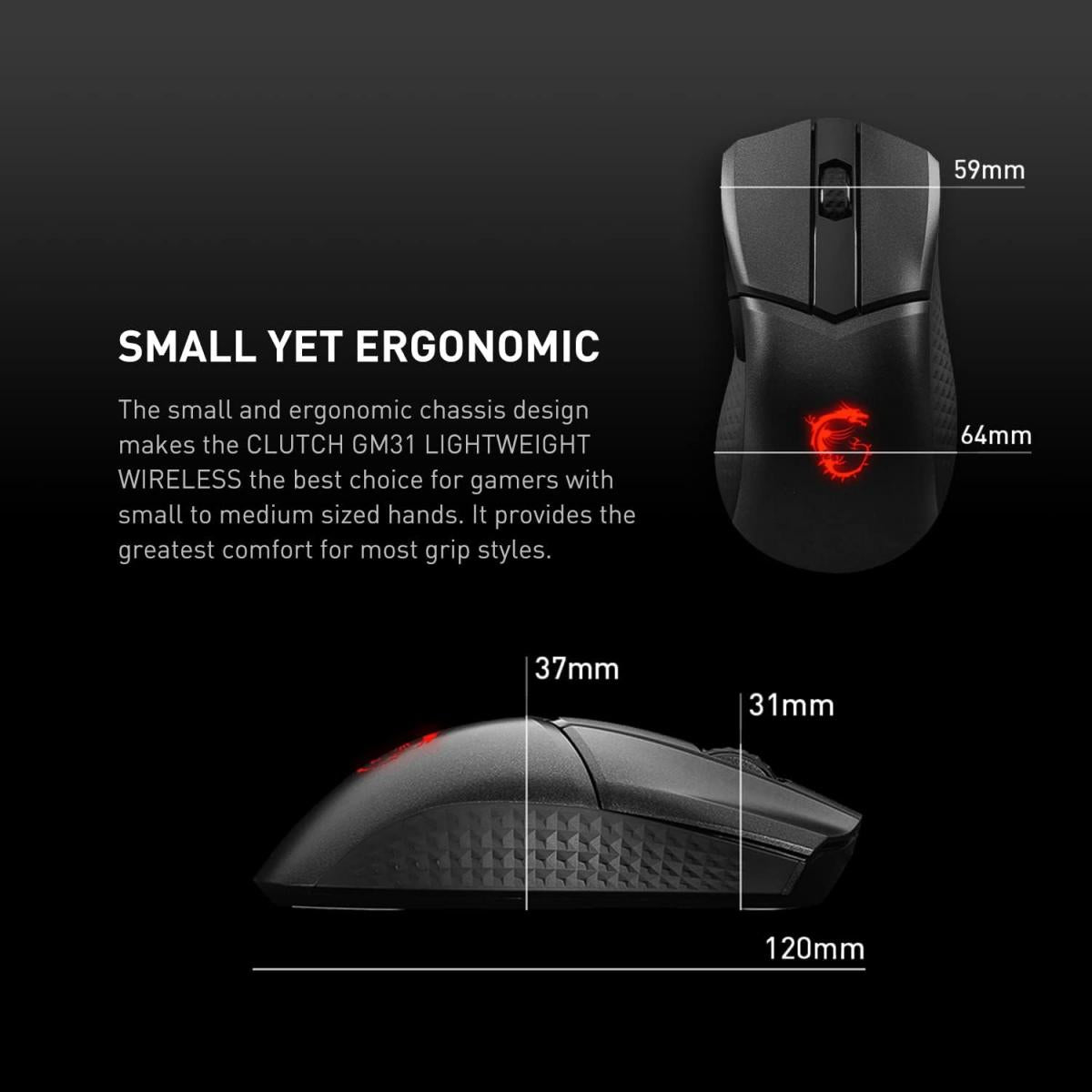 MSI Clutch GM31 Lightweight 12K DPI Wireless Ergonomic Gaming Mouse & Charging Dock MSI Clutch GM31 Lightweight 12K DPI Wireless Ergonomic Gaming Mouse & Charging Dock